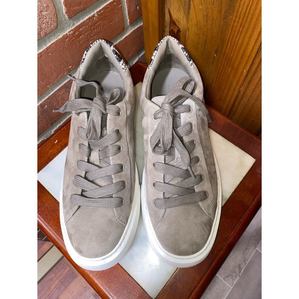 VINCE Brown Suede Platform Sneakers via SNAKESKIN HEEL‎ Size 9.5 $280 retail